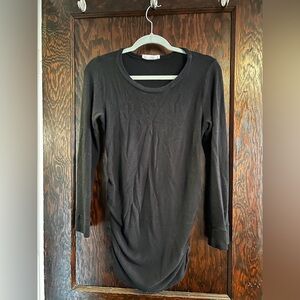 Black Long Sleeve Maternity Top Stretch Crewneck | M